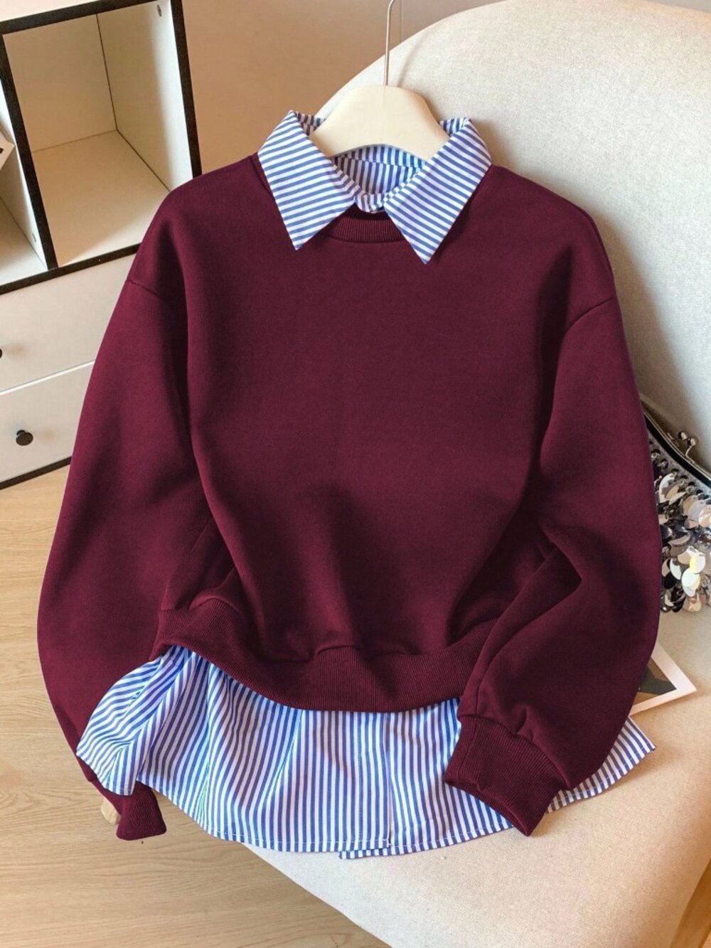 Multicolor Casual Women's Geometric Drop Shoulder Long Sleeve Sweatshirt